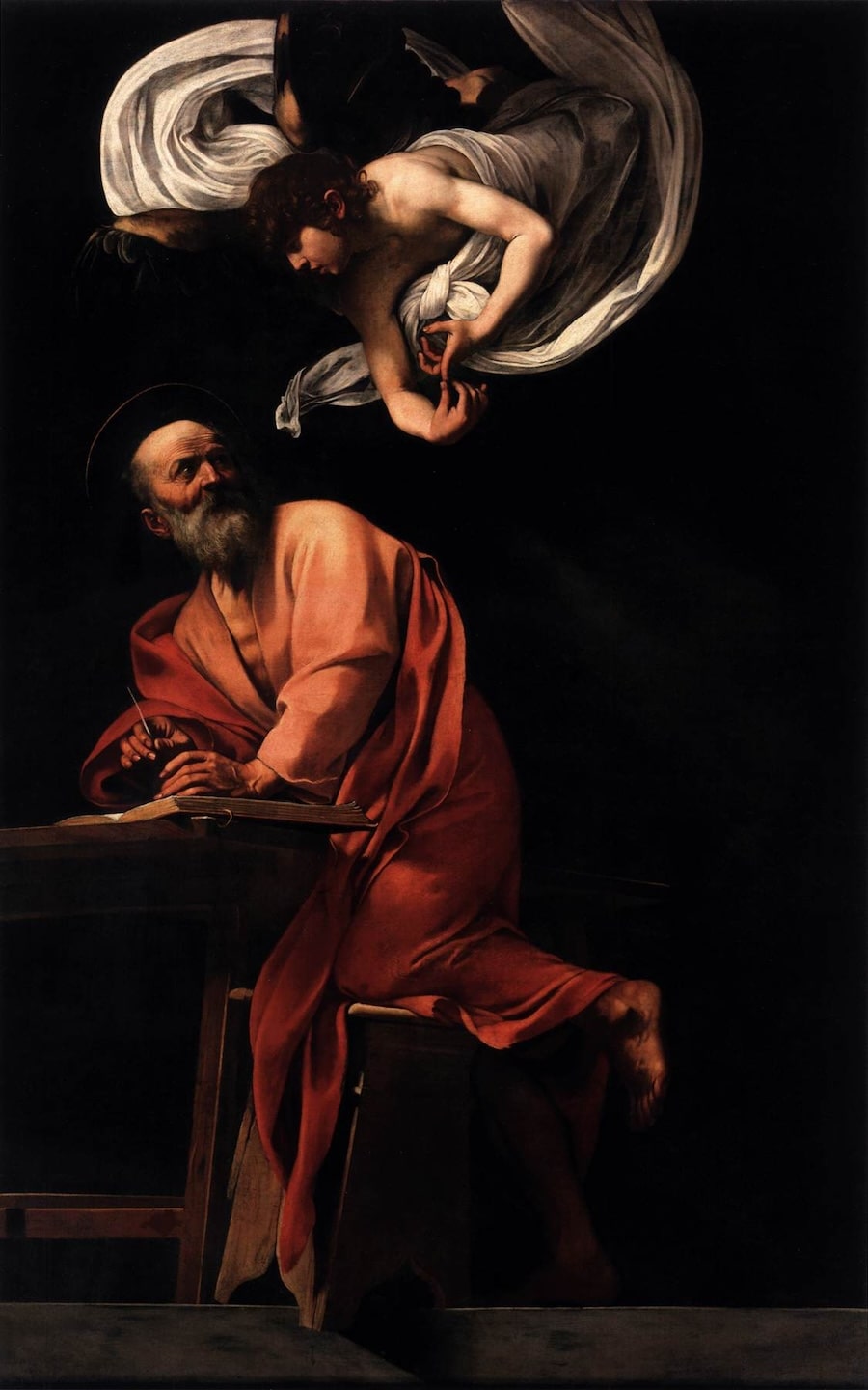 Inspiration of Saint Matthew, 1602 by Caravaggio